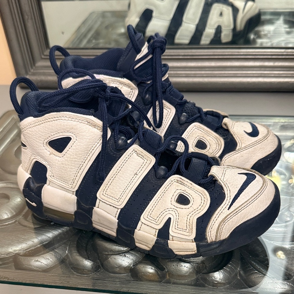 Nike Air Jordan Uptempo Olympic Kids Navy and White Sneakers